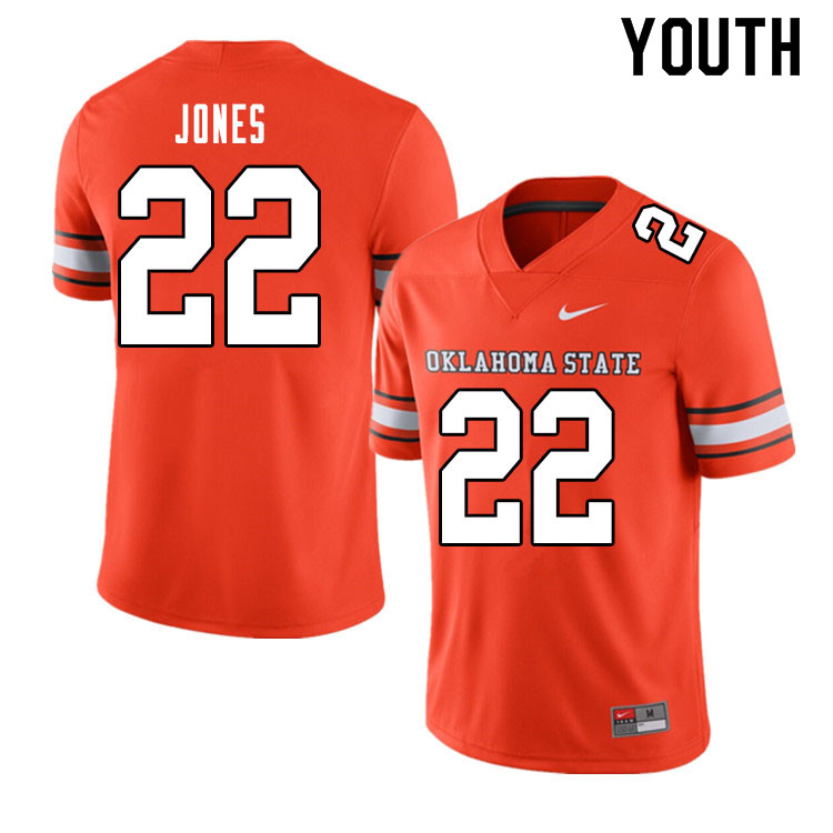 Youth #22 Demarco Jones Oklahoma State Cowboys College Football Jerseys Sale-Alternate Orange - Click Image to Close